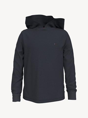 Fiú Tommy Hilfiger Solid Csuklyás Póló Kék | HU 2290ZUT